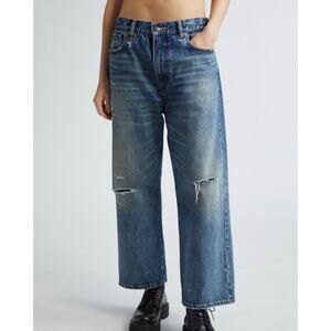 R13 X-Boyfriend Jeans NEW Japanese Fabric Distressed Dawson Wide Leg Denim 30